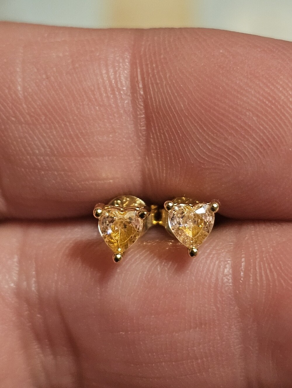Gold Plated Sterling Silver 925 Pink Heart Earring Studs